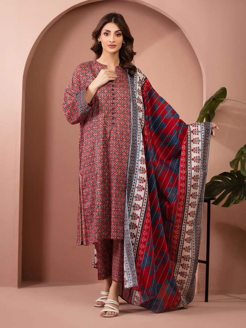 Edenrobe Premium Unstitched Printed Lawn 3 Piece
