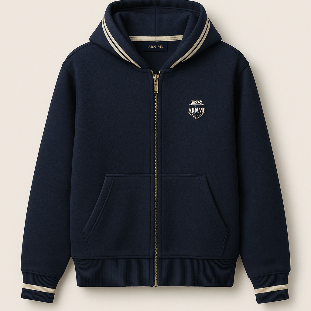 Navy Blue Zip-Up Hoodie