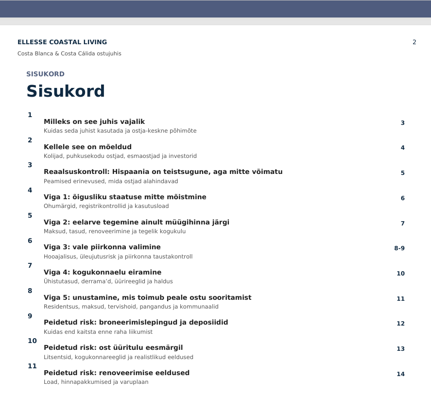 Kulukad Vead - HISPAANIA KINNISVARA OSTMISE OHUMÄRGID JA PEIDETUD RISKID