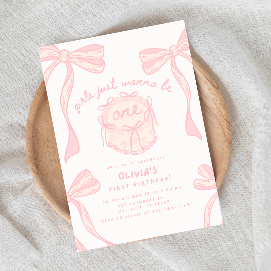 Girls Just Wanna Be One Birthday Invitation