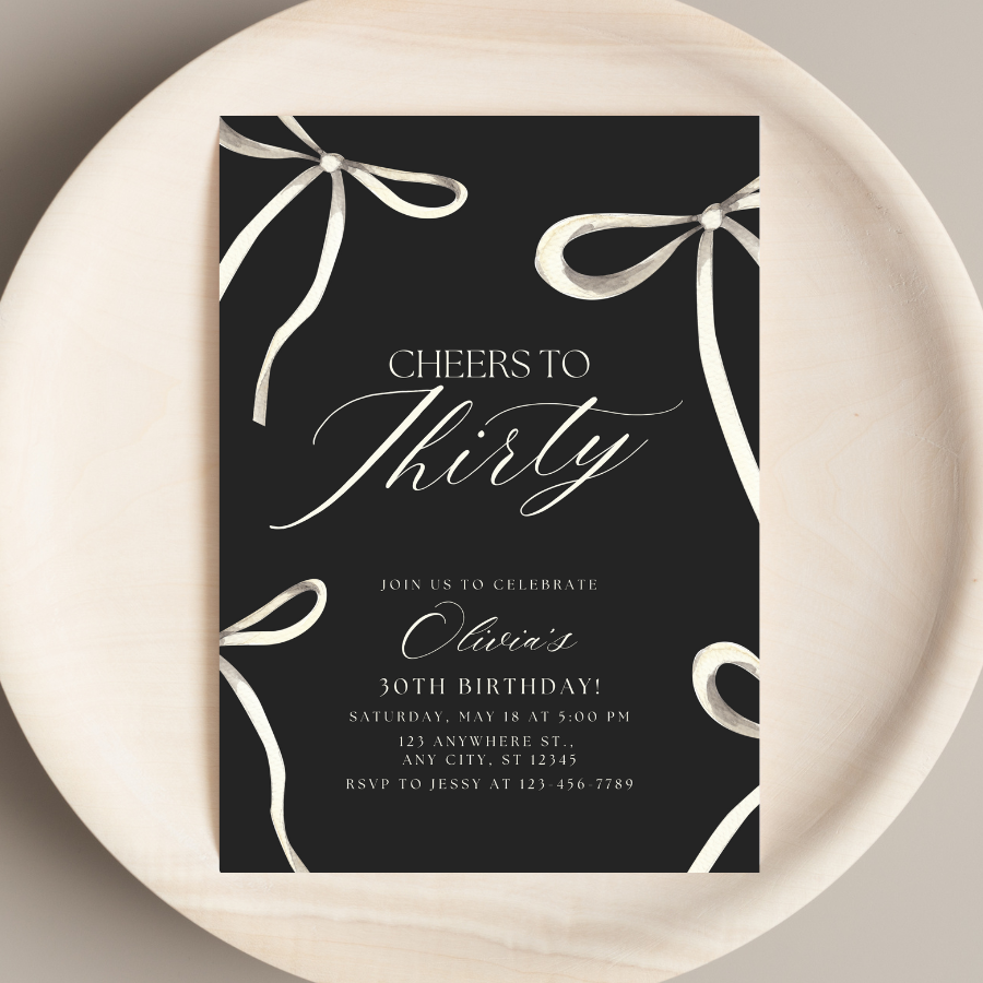 Coquette Birthday Invitation Cheers to Thirty Invite