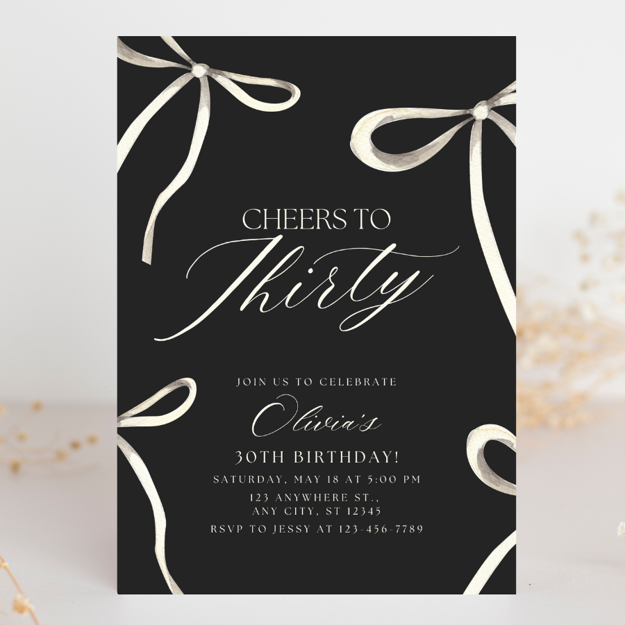 Coquette Birthday Invitation Cheers to Thirty Invite