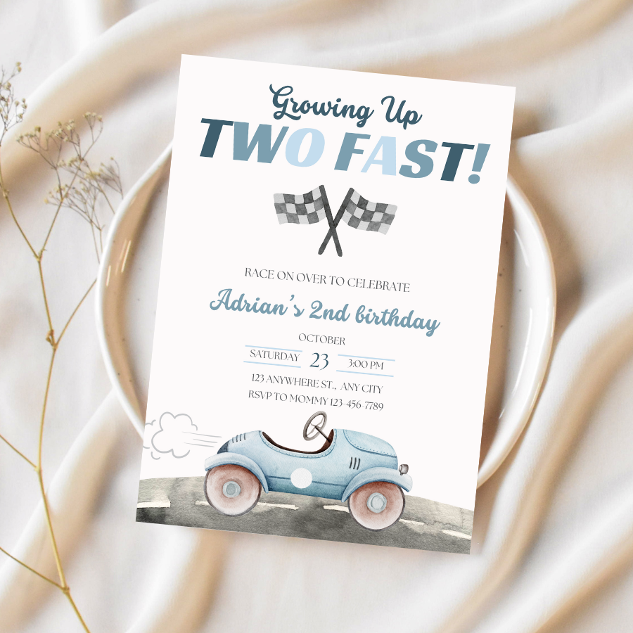 TWO Fast Birthday Invitation Race