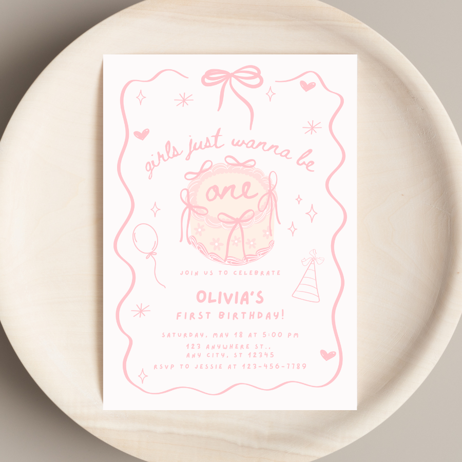 Girls Just Wanna Be One Birthday Invitation