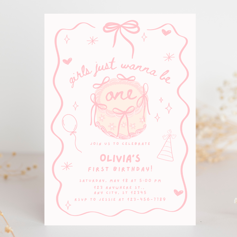 Girls Just Wanna Be One Birthday Invitation