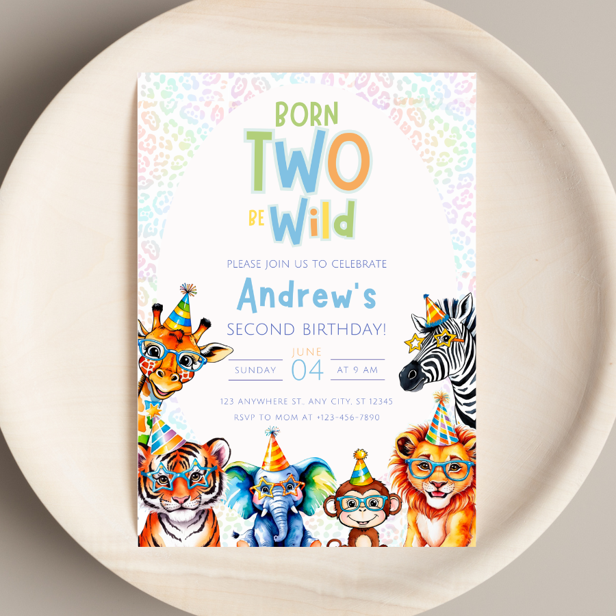 Born Two Be Wild Birthday Invitation