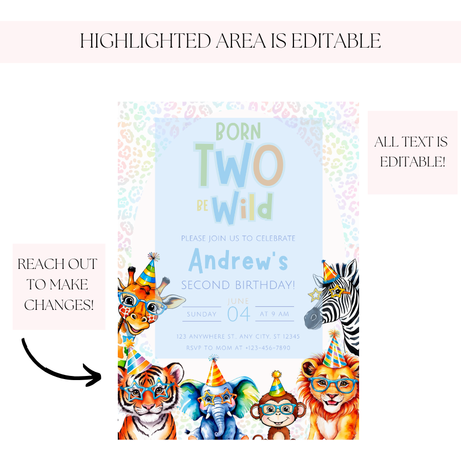 Born Two Be Wild Birthday Invitation