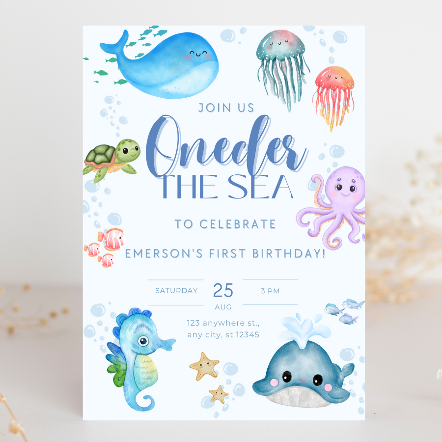 Oneder the Sea Birthday Invitation Under the Sea Birthday 