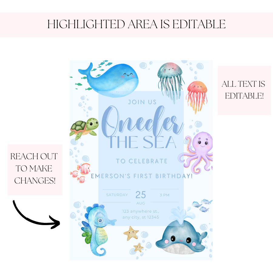 Oneder the Sea Birthday Invitation Under the Sea Birthday 