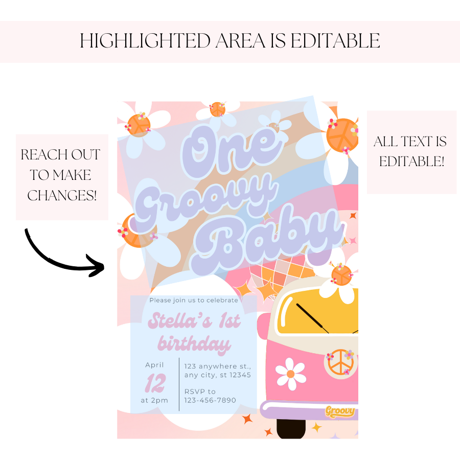 One Groovy Baby Birthday Party Invitation