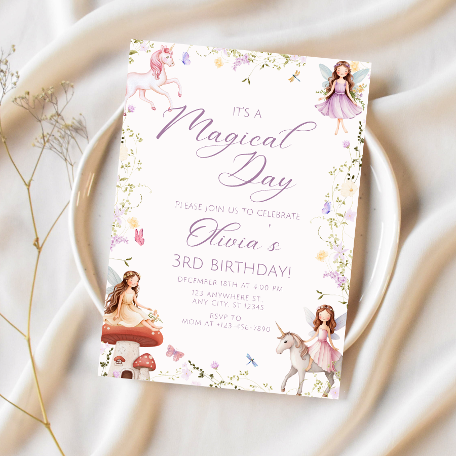 Fairy Magical Birthday Invitation Enchanted Garden