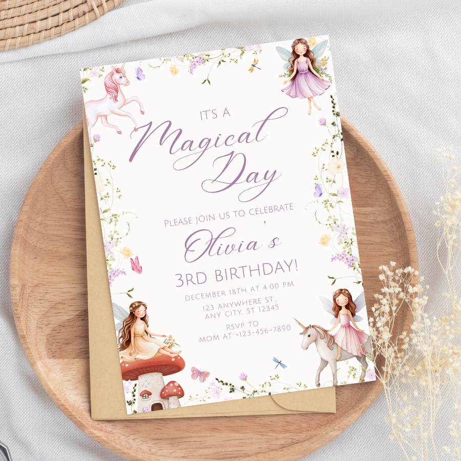 Fairy Magical Birthday Invitation Enchanted Garden