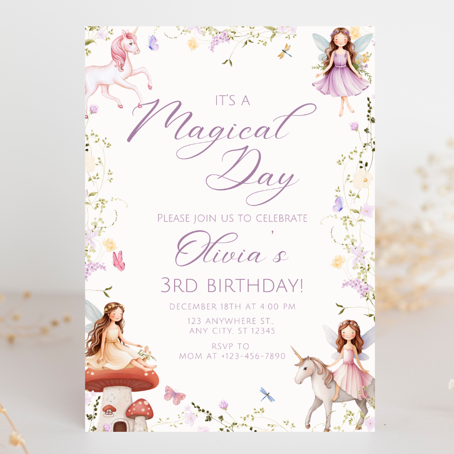 Fairy Magical Birthday Invitation Enchanted Garden
