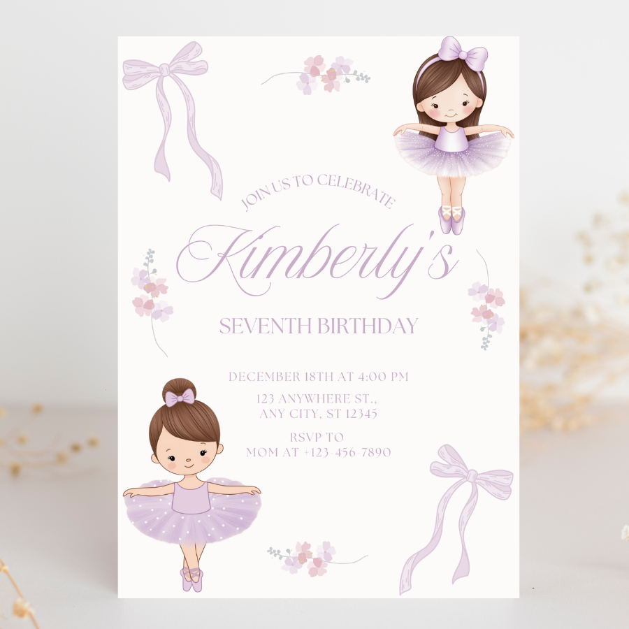 Ballerina Birthday Invitation Ballet Theme