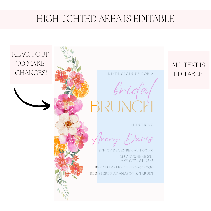 Citrus Bridal Brunch Invitation Bridal Shower