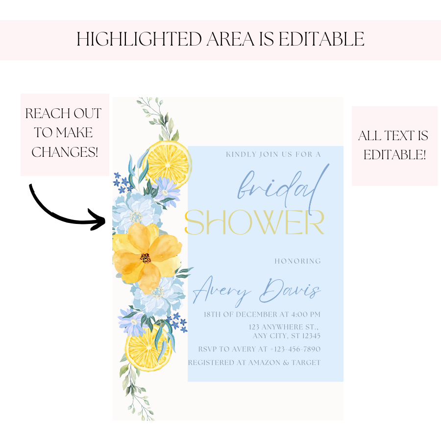 Citrus Bridal Shower Invitation Bridal Brunch