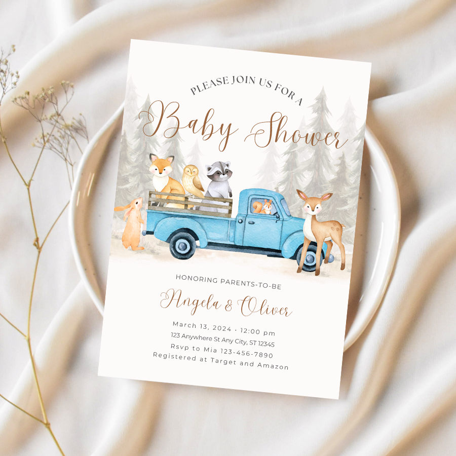 Woodland Baby Shower Invitation Forest Theme