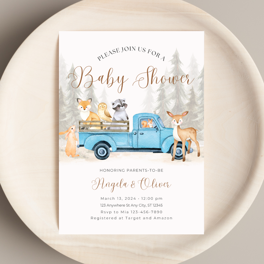 Woodland Baby Shower Invitation Forest Theme