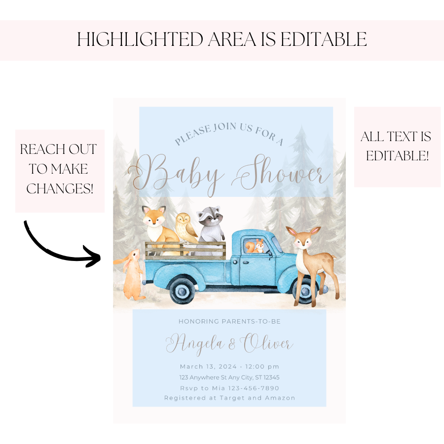 Woodland Baby Shower Invitation Forest Theme