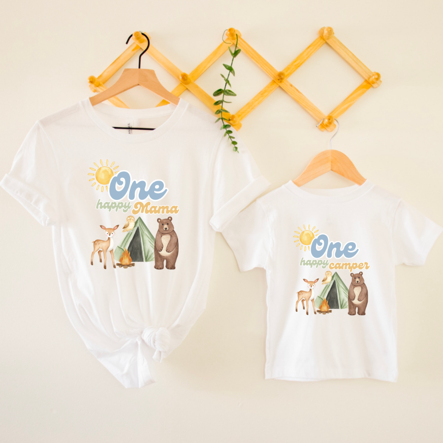 ONE Happy Camper Birthday Shirt Matching Shirts