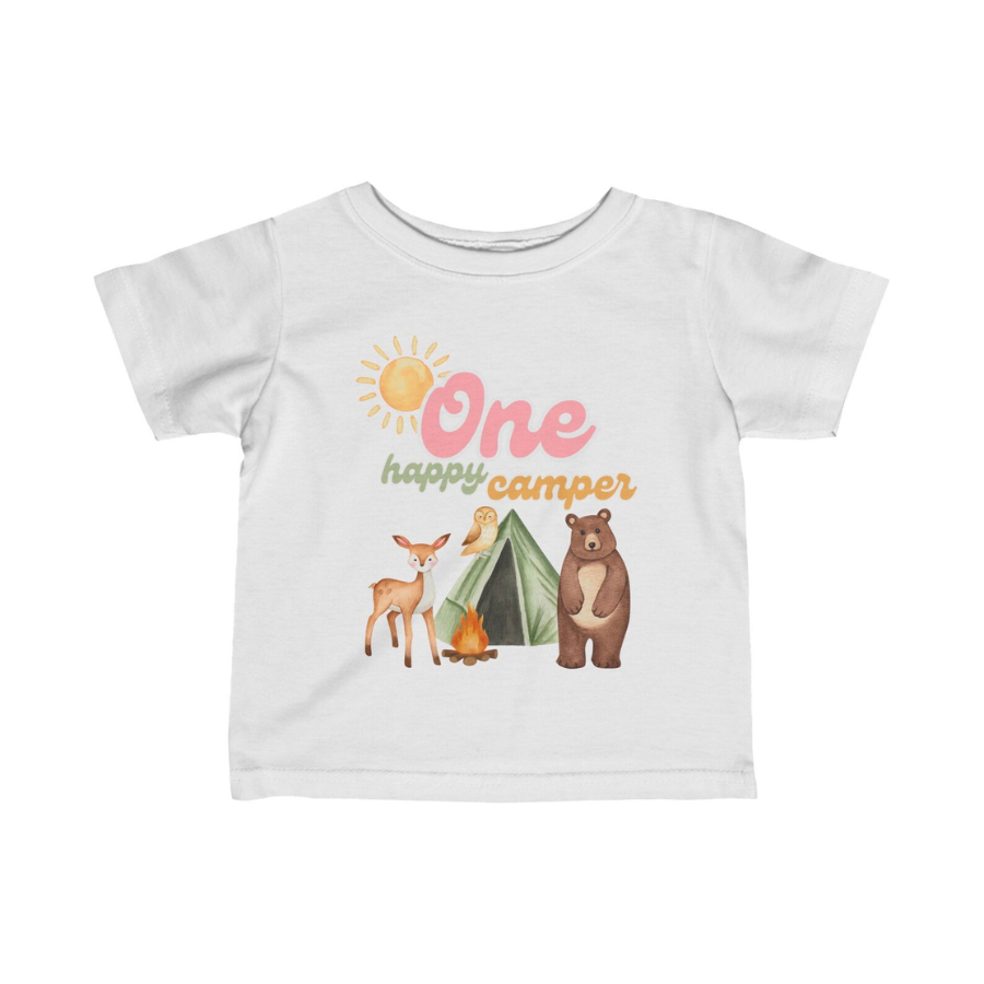 Pink ONE Happy Camper Birthday Shirt Matching Family Shirts