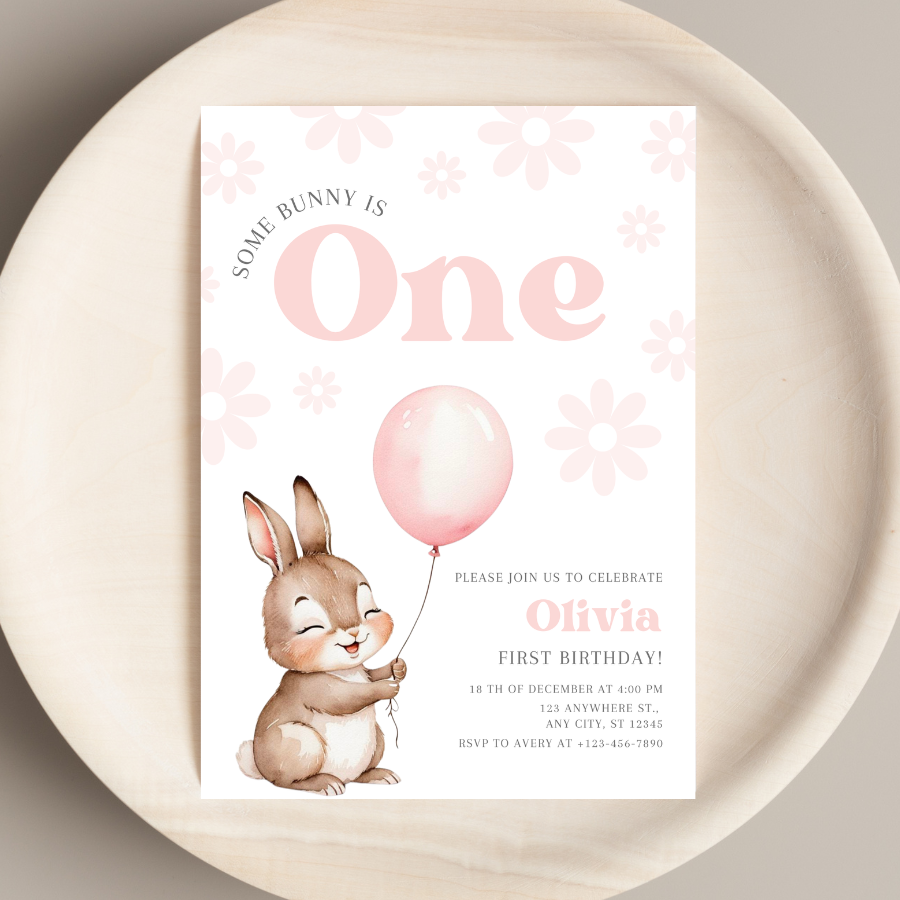 Some Bunny Birthday Invitation – Cute Easter Party Template for One-Year-Olds