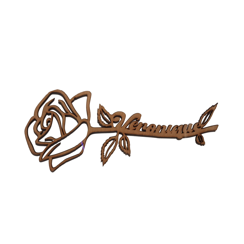 Rose en bois gravée avec prénom - Cadeau éternel personnalisé - Fête des mères - Fait main