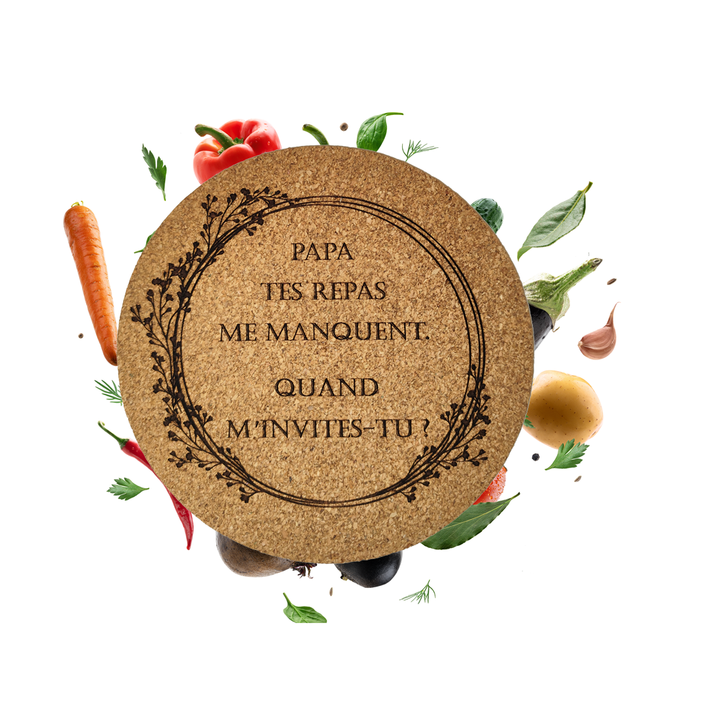 Dessous de plat en liège gravé personnalisé - Protection table élégante - Fait main