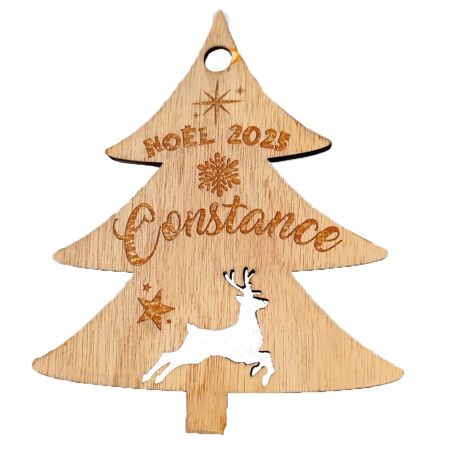 Pack 3 Boules de Noël Personnalisées – Bois Gravé