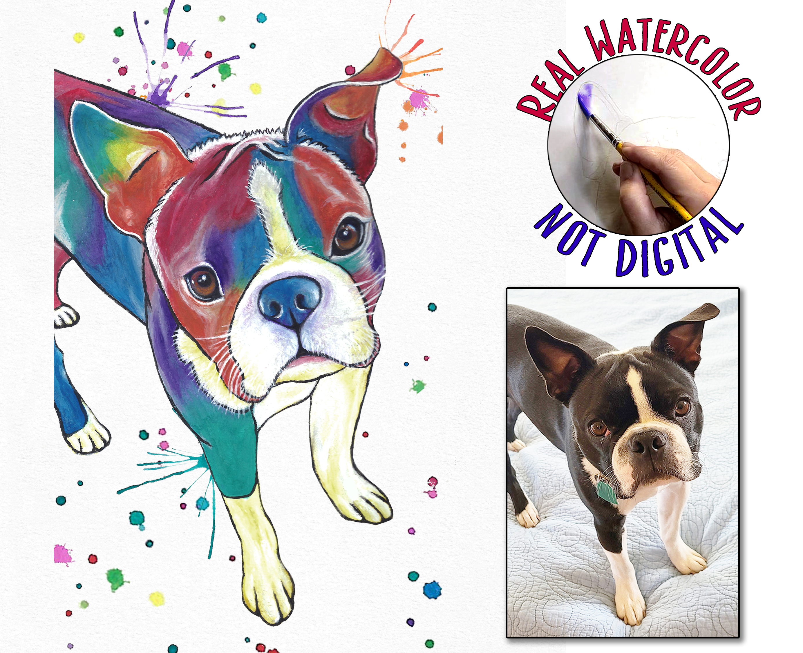 Custom Painted Watercolor Pet Portraits