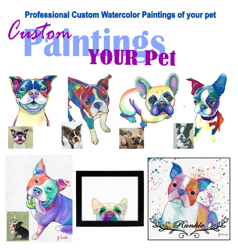 Custom Painted Watercolor Pet Portraits