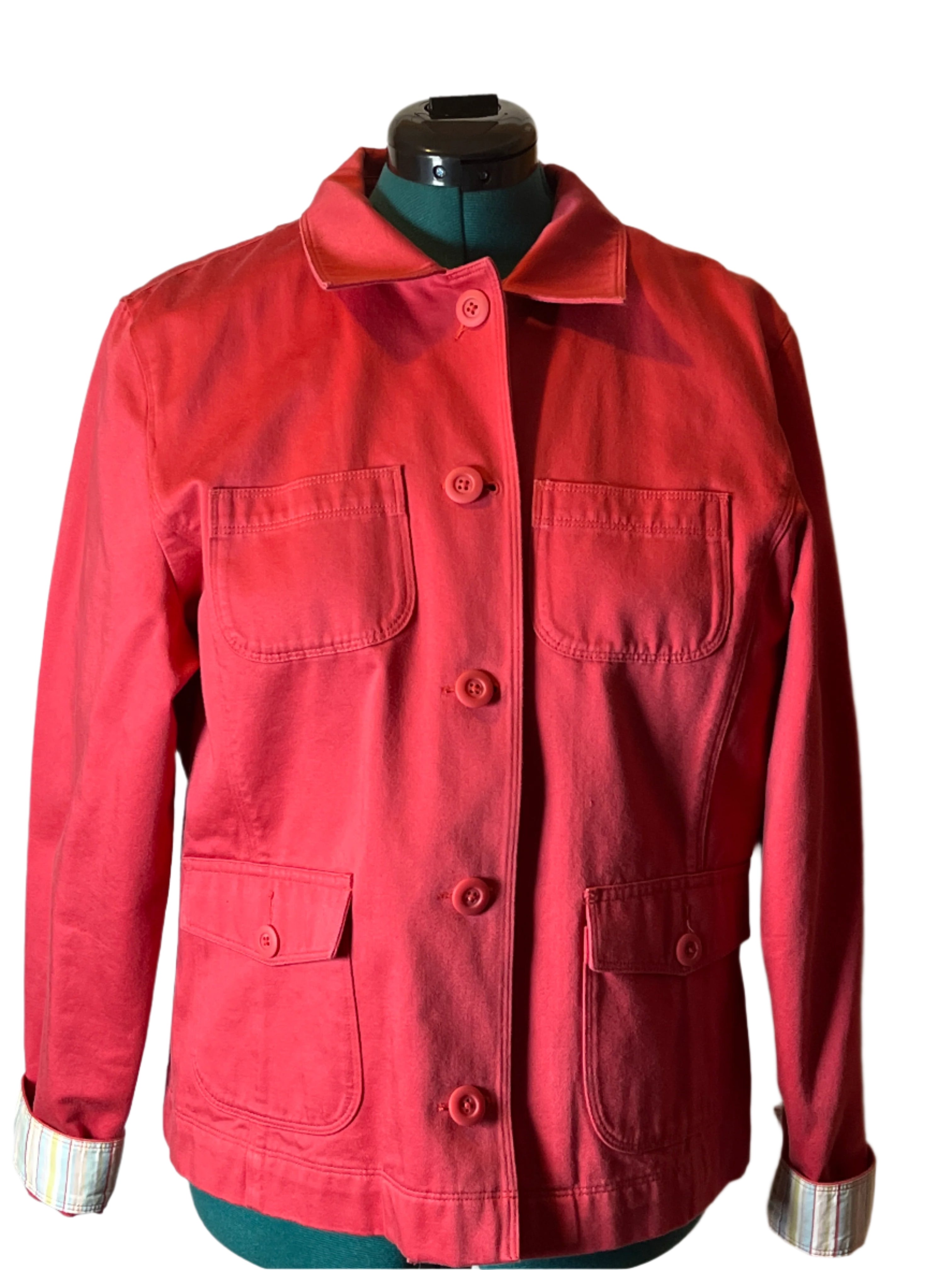 Stylish Buttoned Hot Pink Jacket(XL)