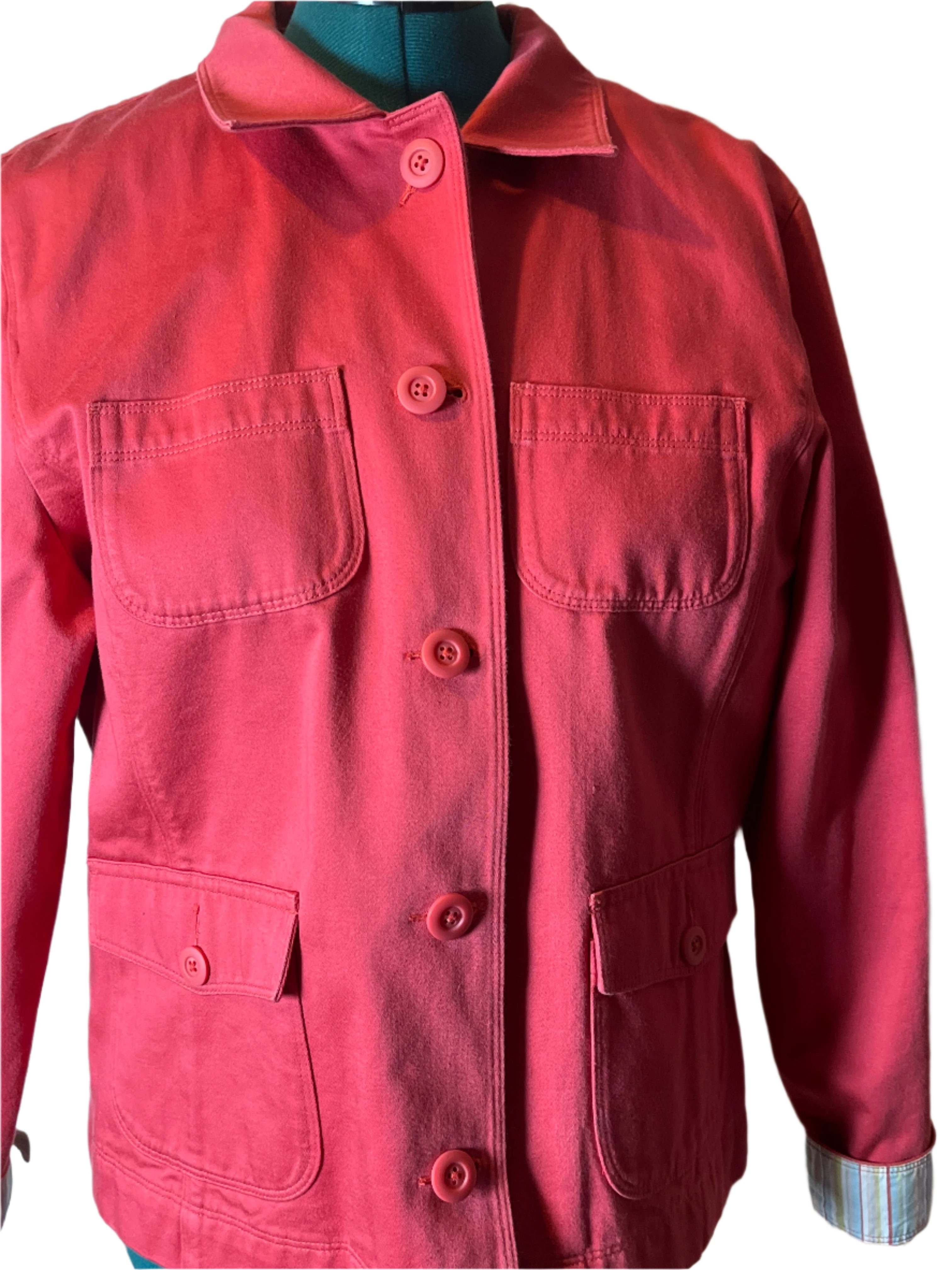 Stylish Buttoned Hot Pink Jacket(XL)