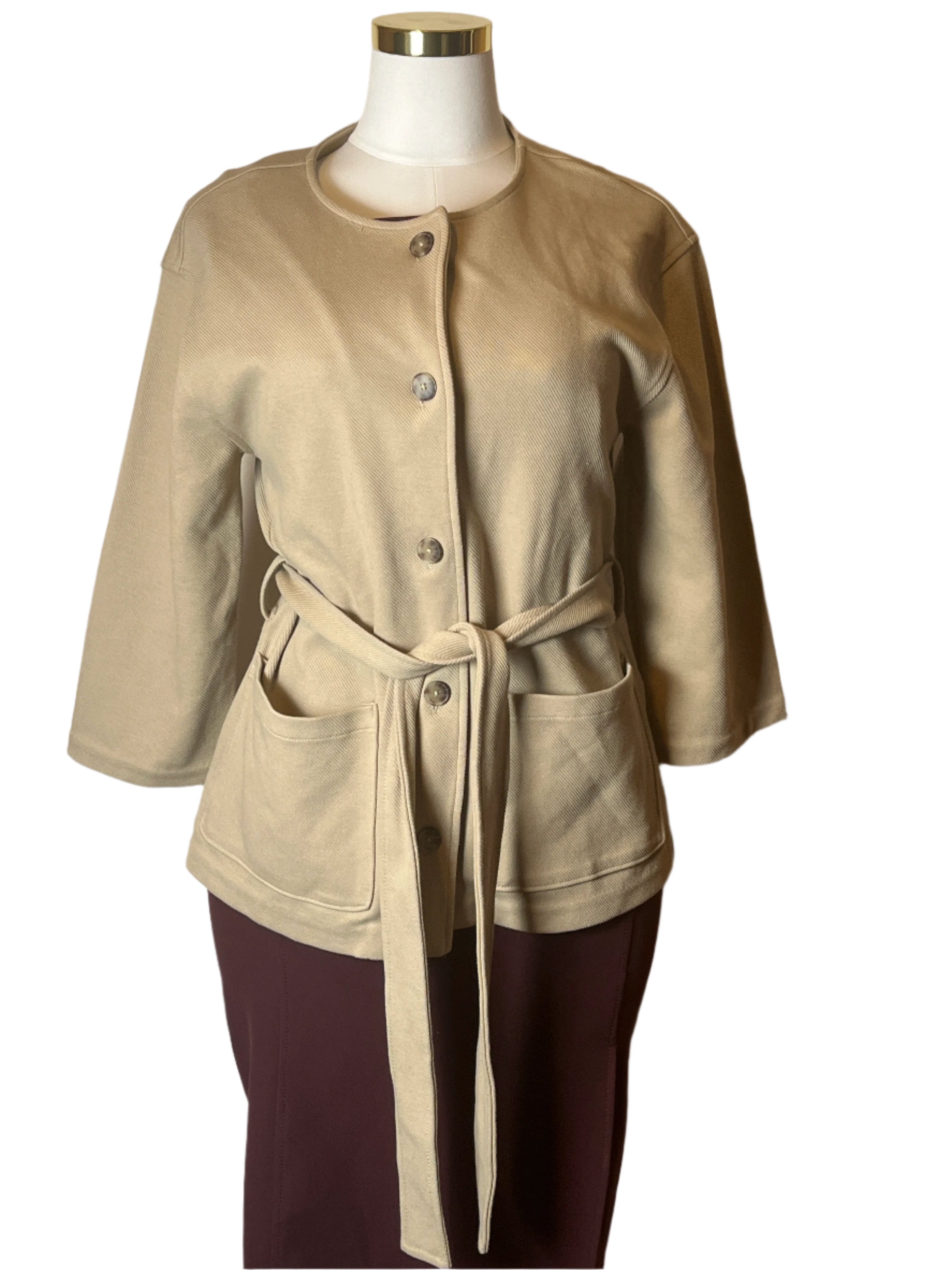 Banana Republic Tan Formal  Light Buttoned Jacket With Belt (size M)