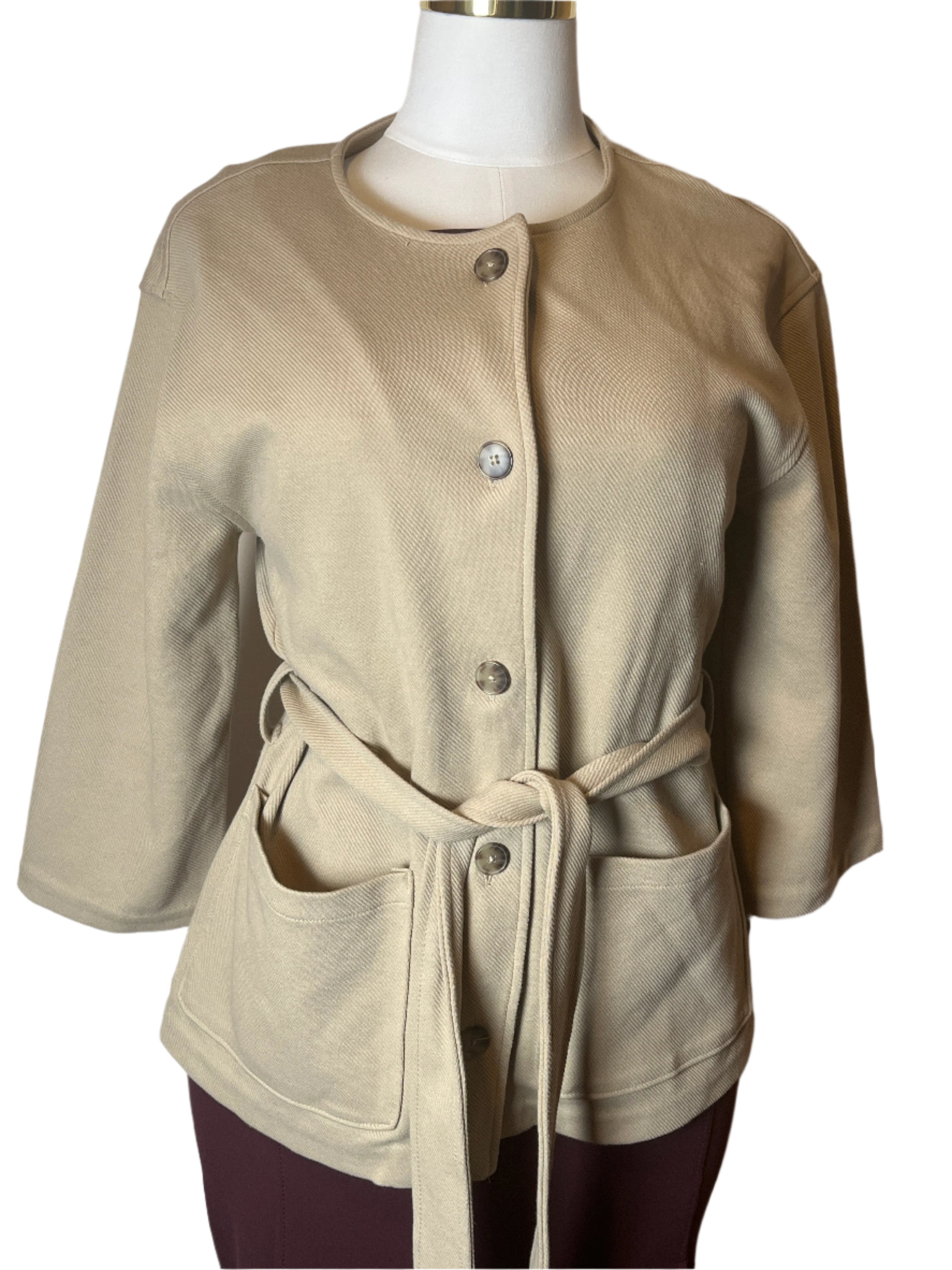 Banana Republic Tan Formal  Light Buttoned Jacket With Belt (size M)