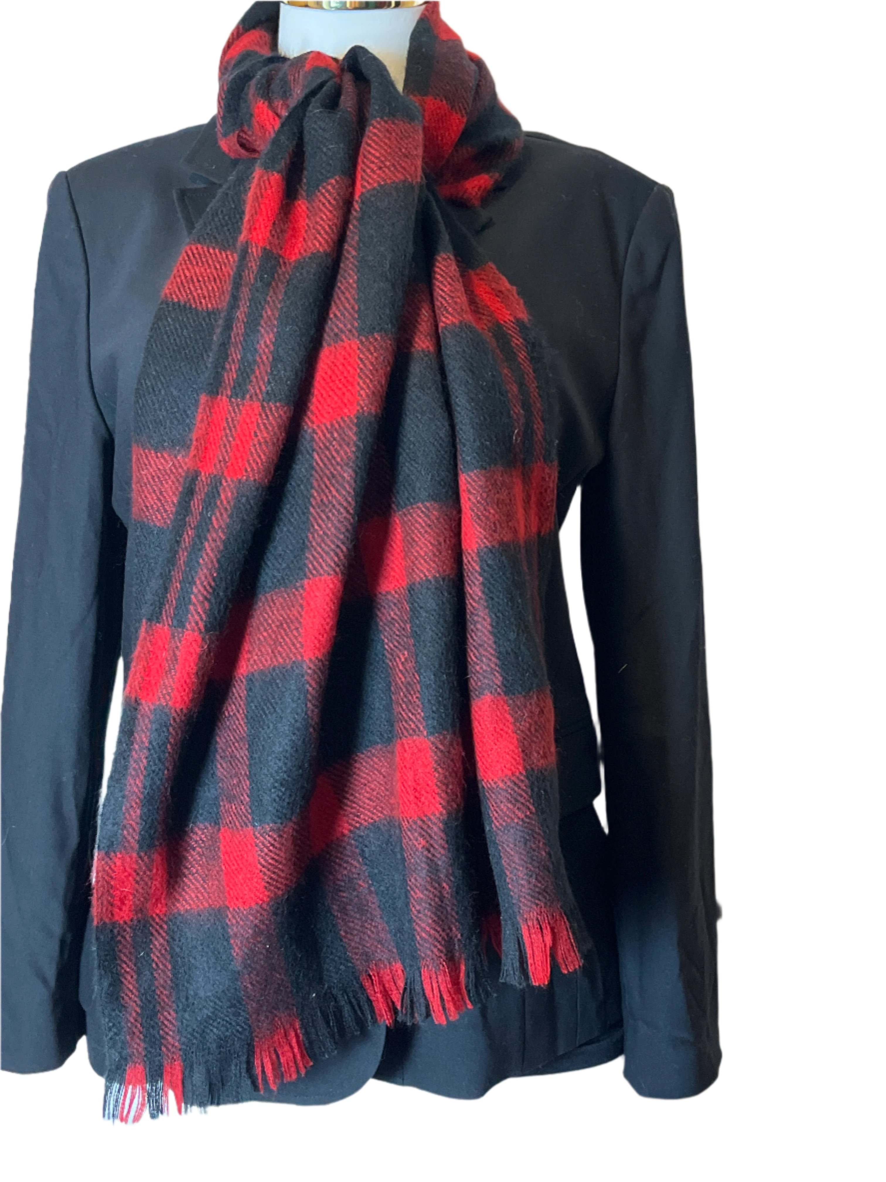 Pistil-black and red Stylish Scarf with fringes