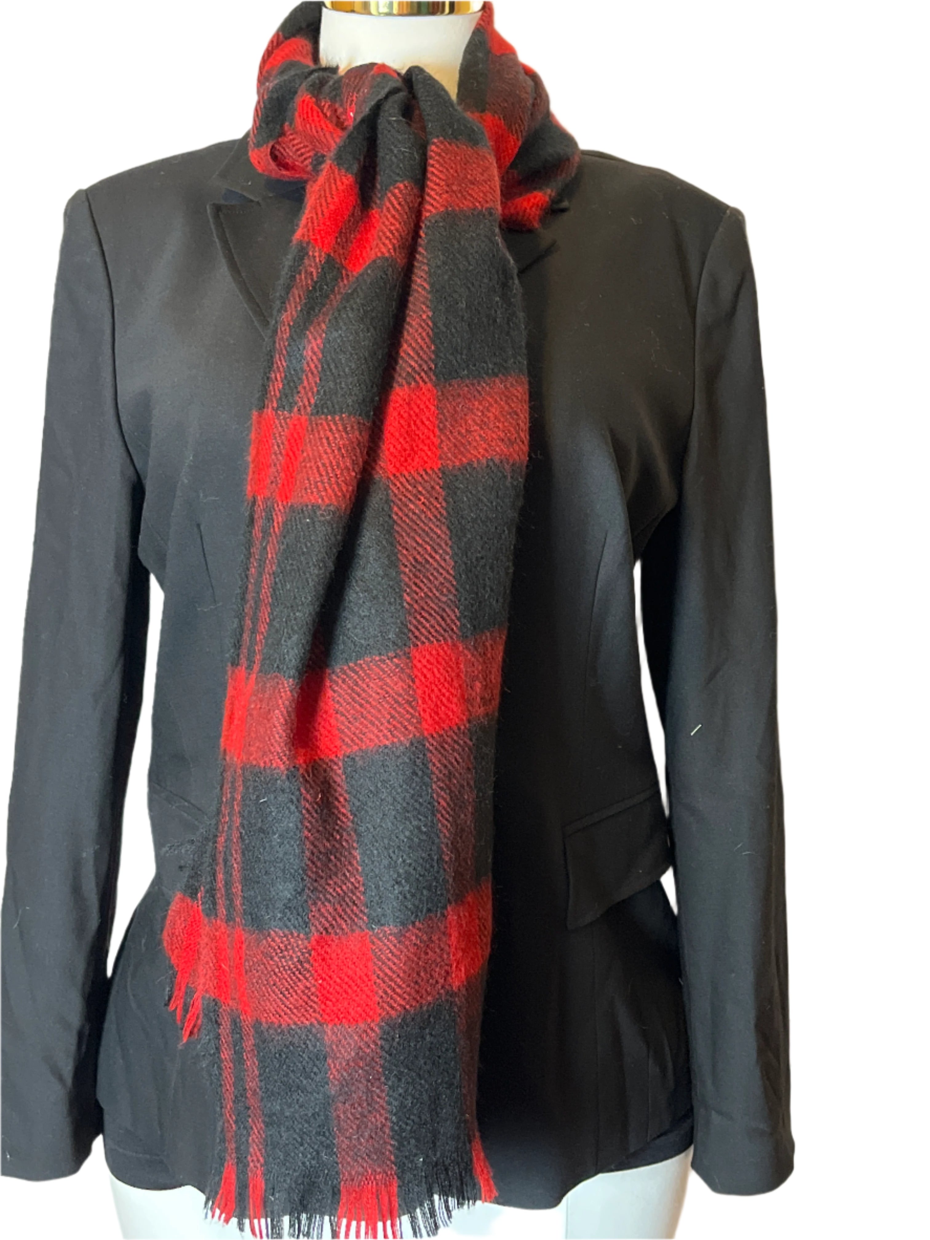 Pistil-black and red Stylish Scarf with fringes