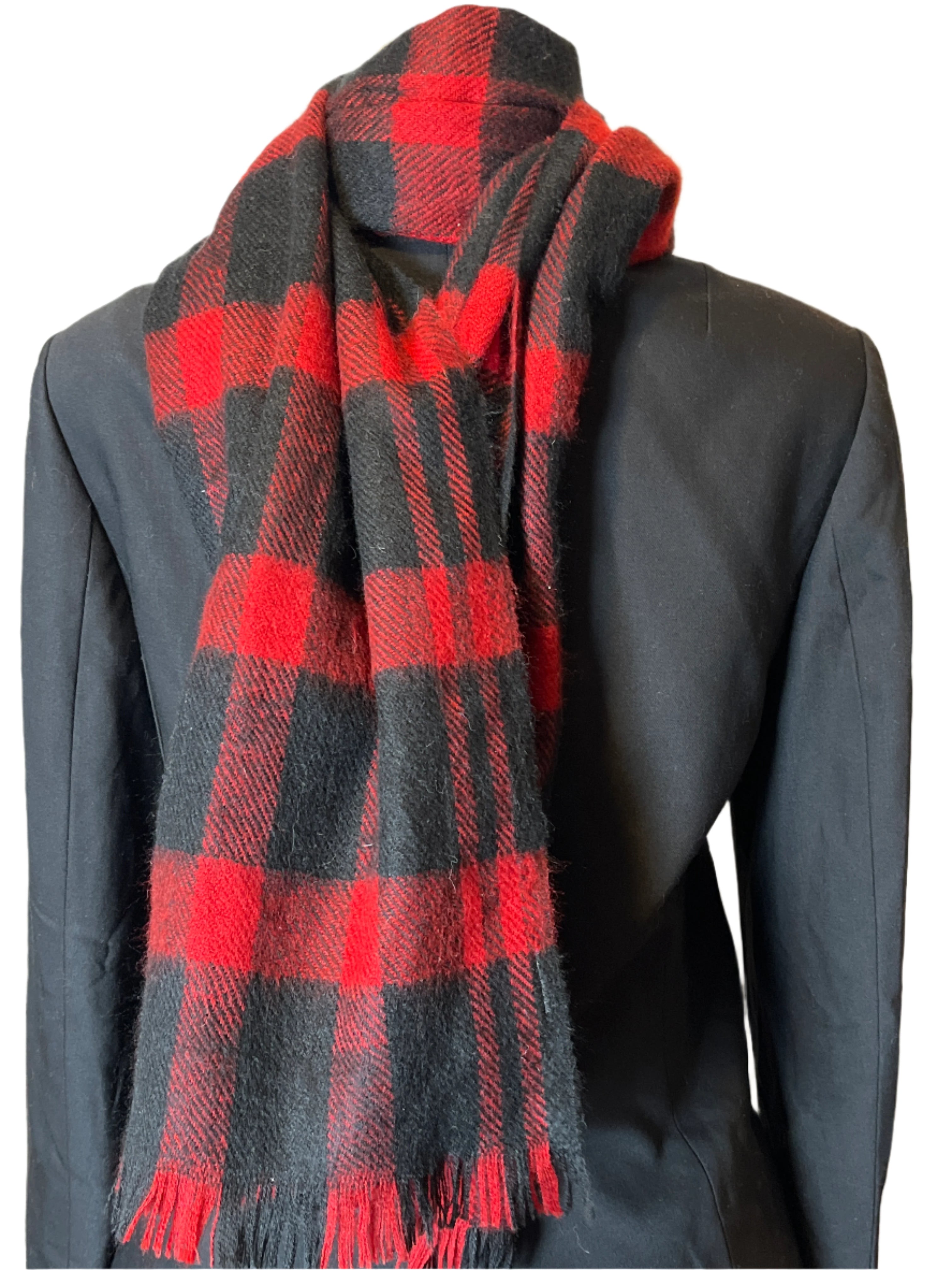 Pistil-black and red Stylish Scarf with fringes