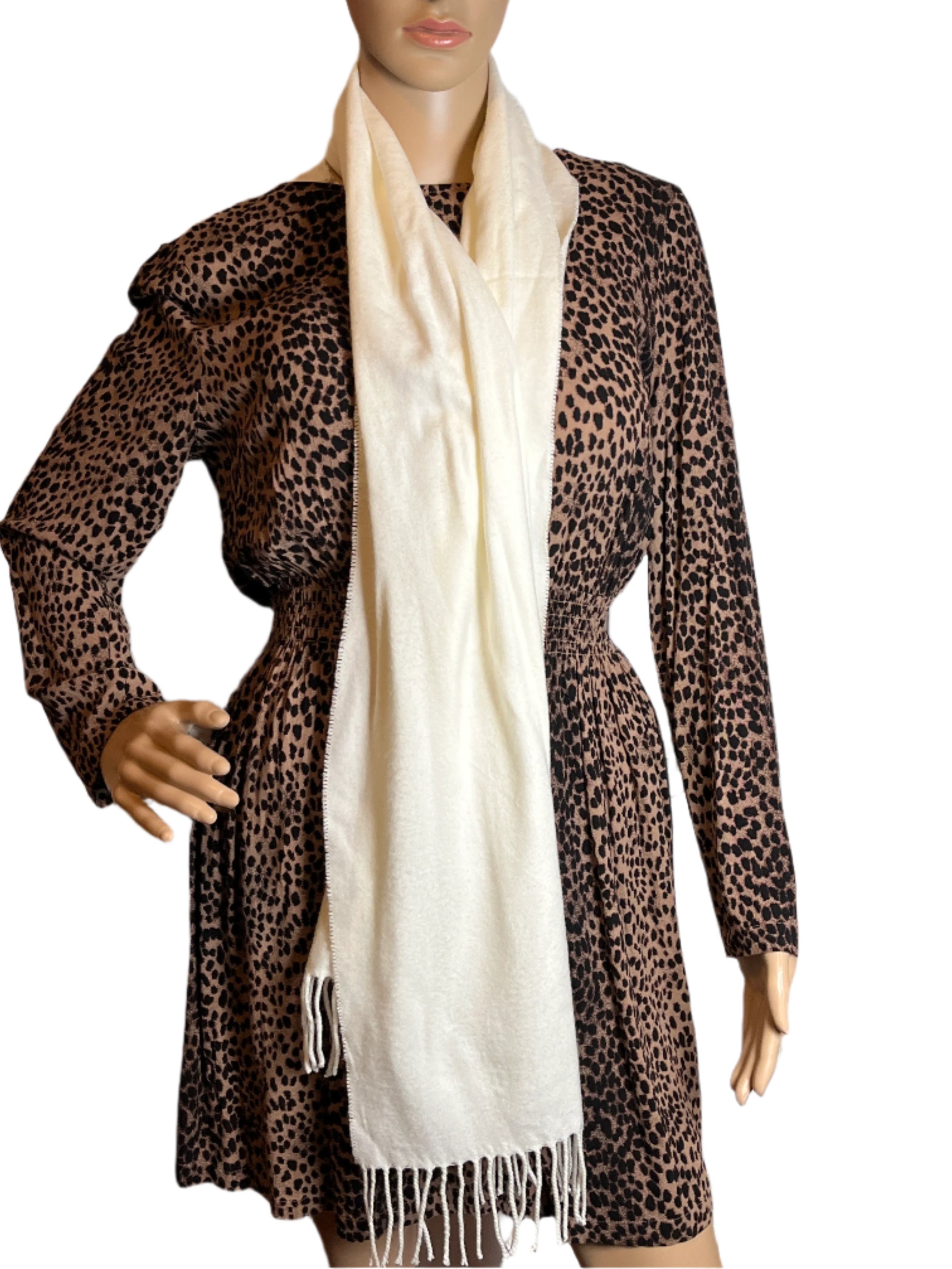 Beige Scarf with Fringes