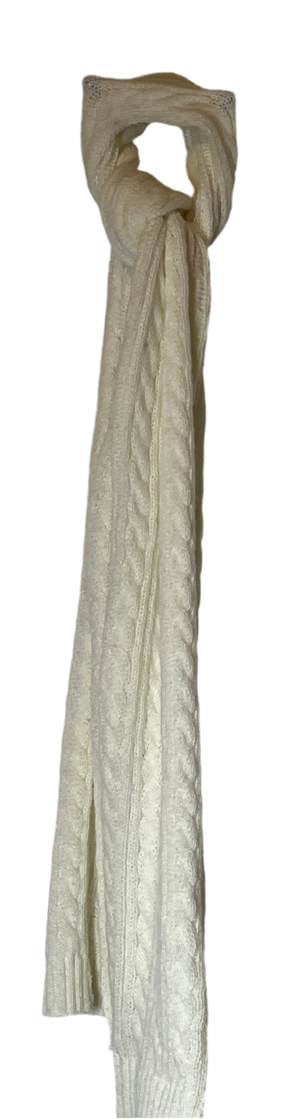 Crochet Style Long Beige Scarf