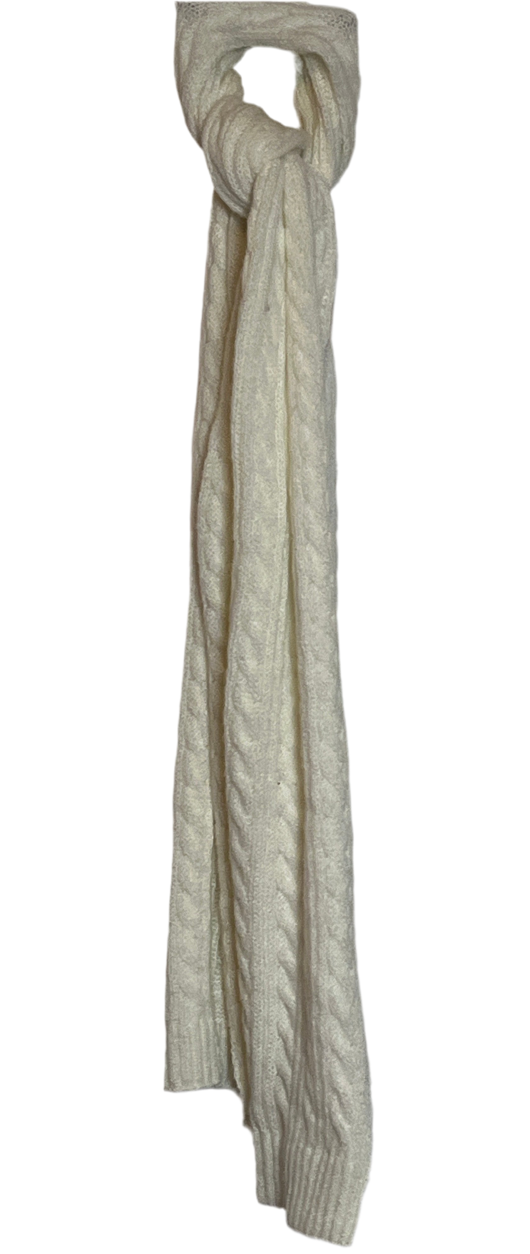 Crochet Style Long Beige Scarf