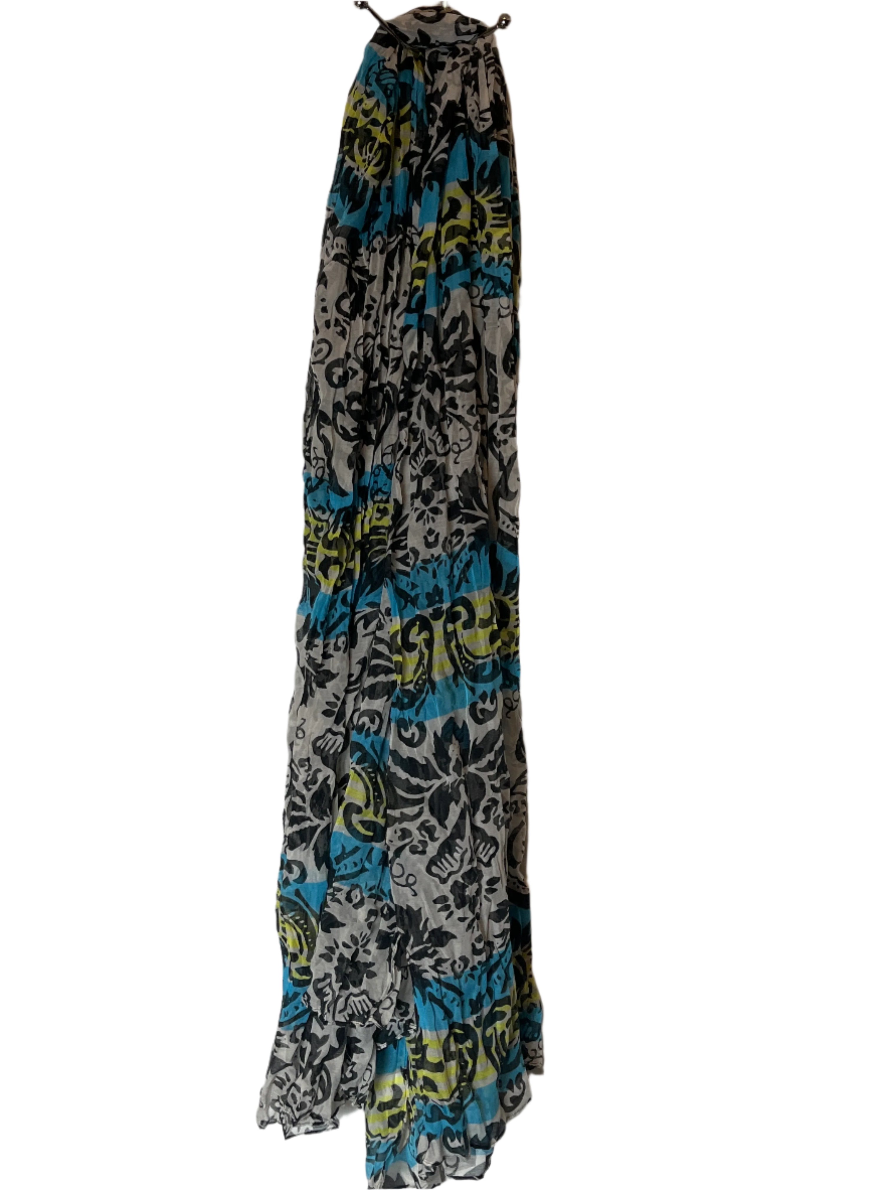 Blue Multicolored Floral  design long Scarf