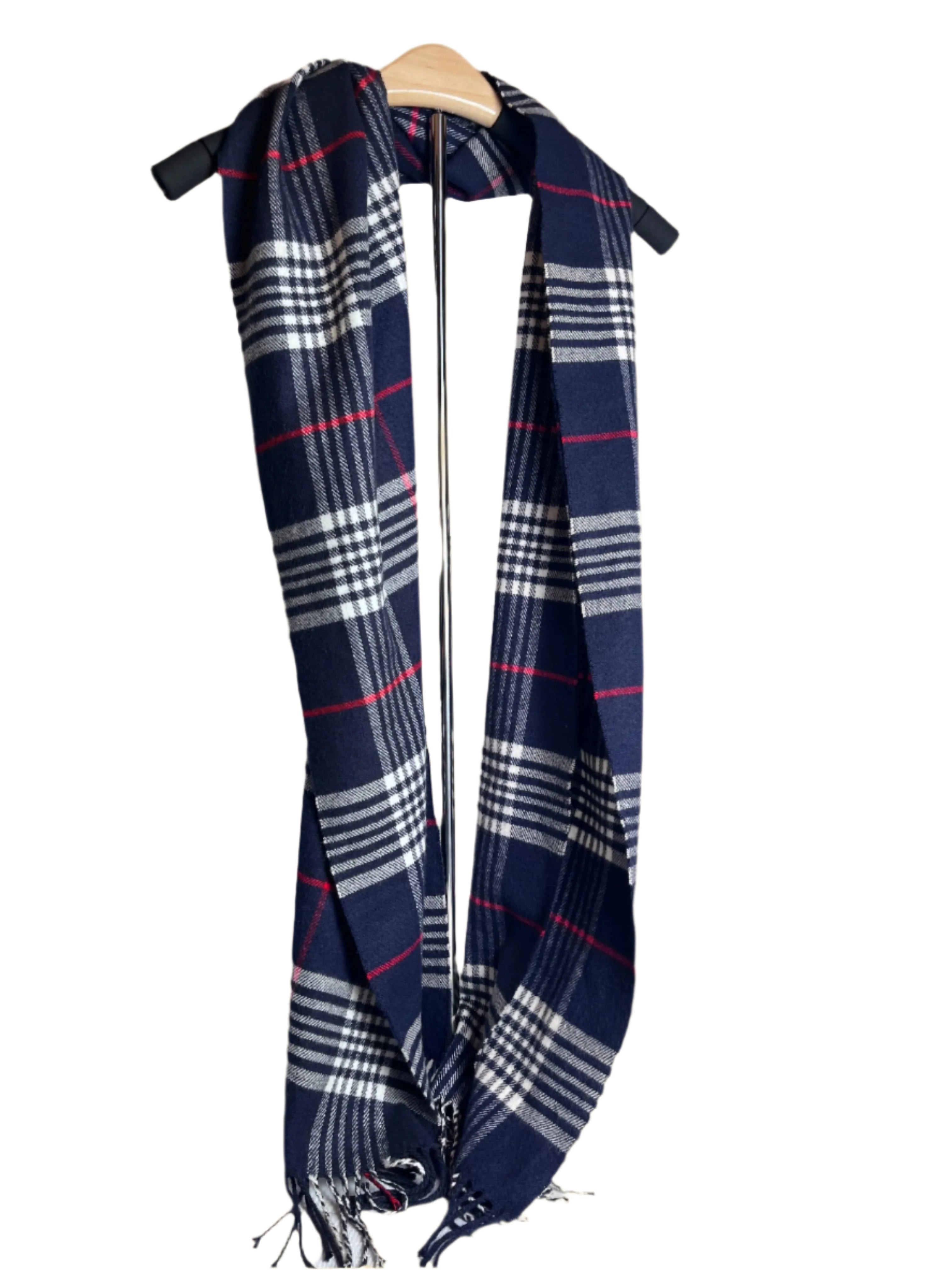 Beautiful, Warm Red, Blue, and White Scarf