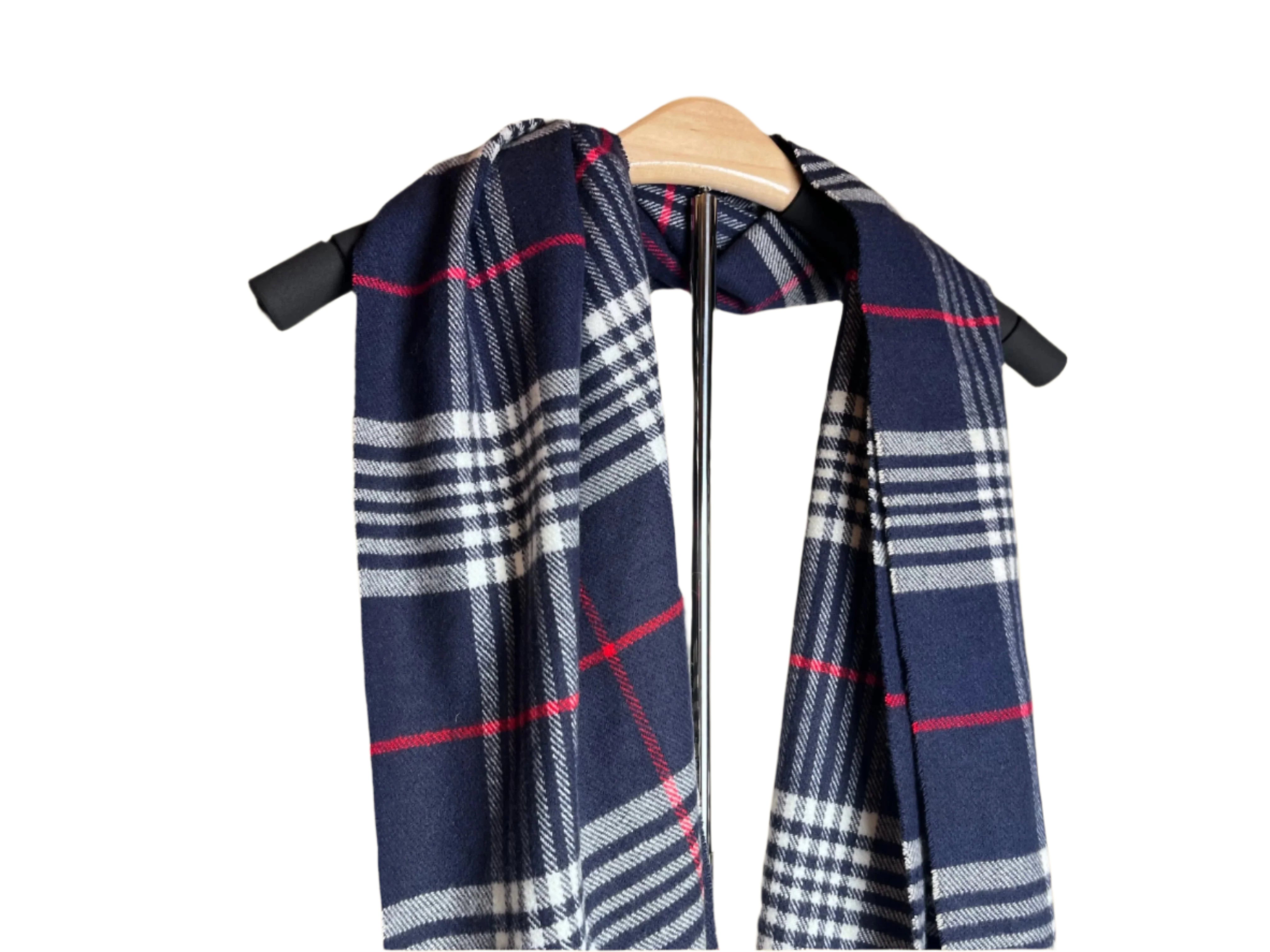 Beautiful, Warm Red, Blue, and White Scarf
