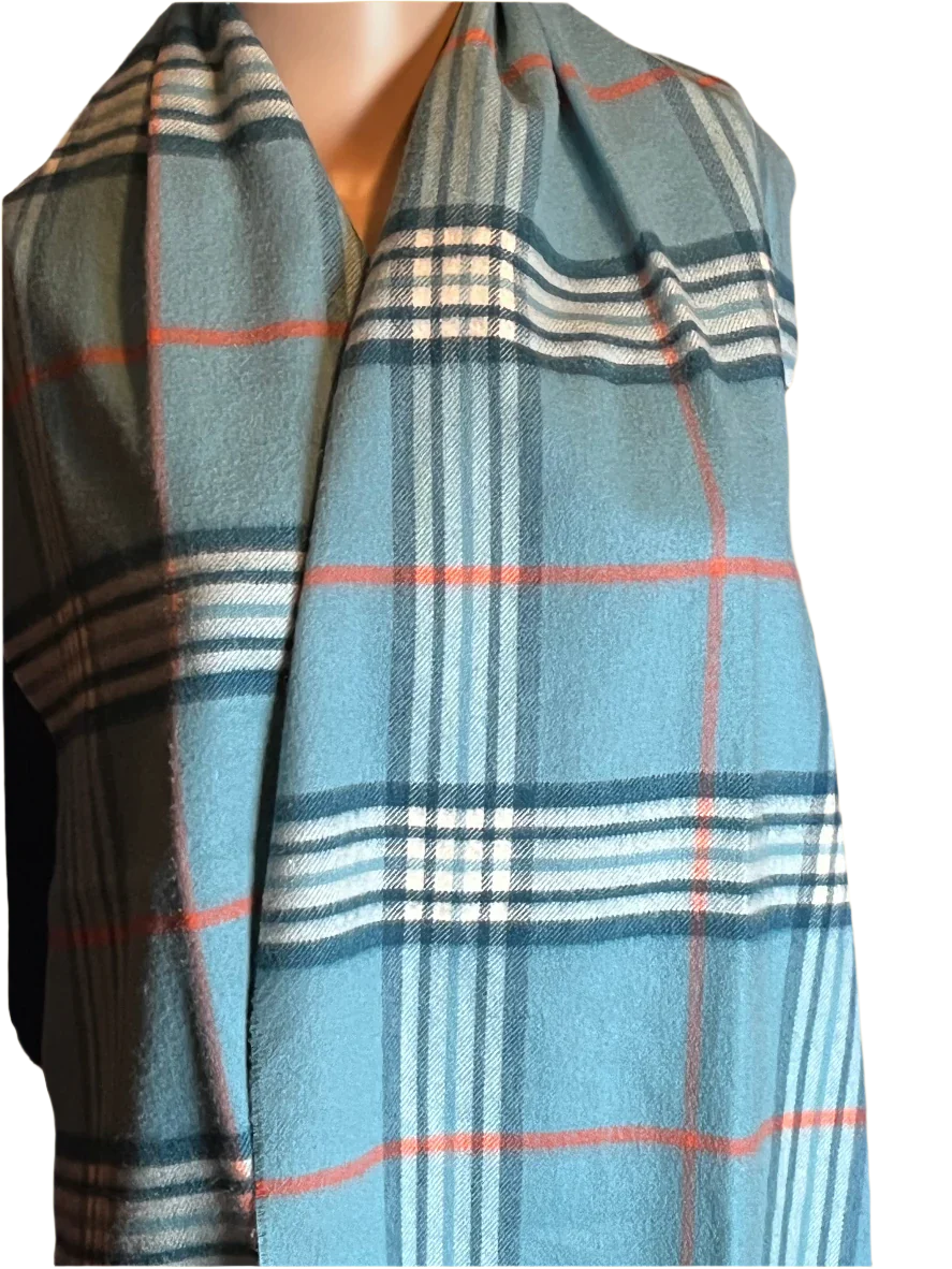 Light Blue Scarf with Fringes