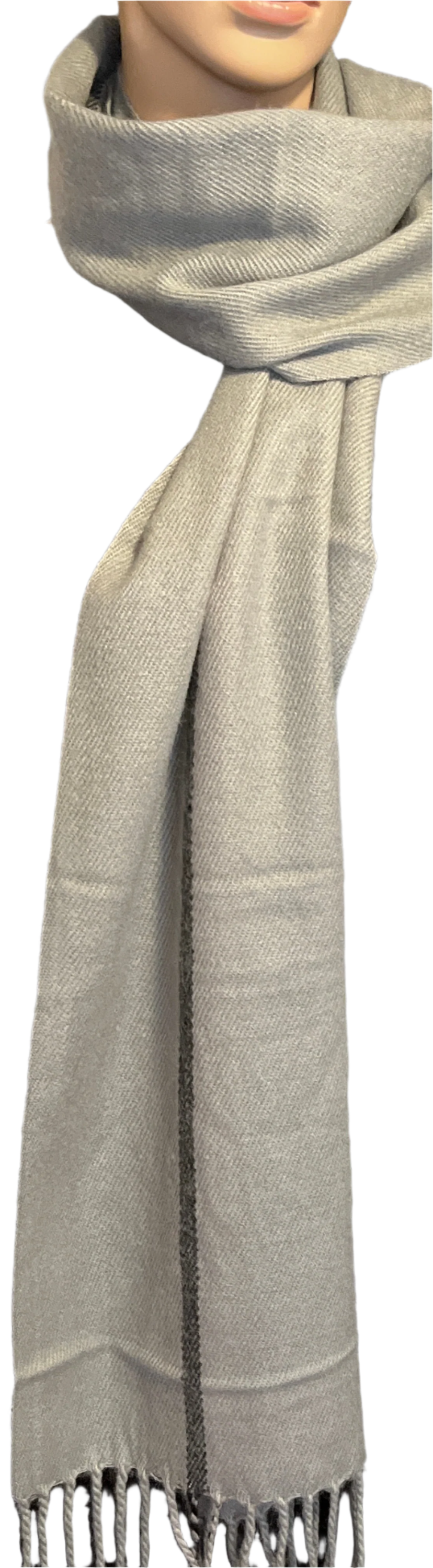 Alpine Swiss warm long light gray scarf