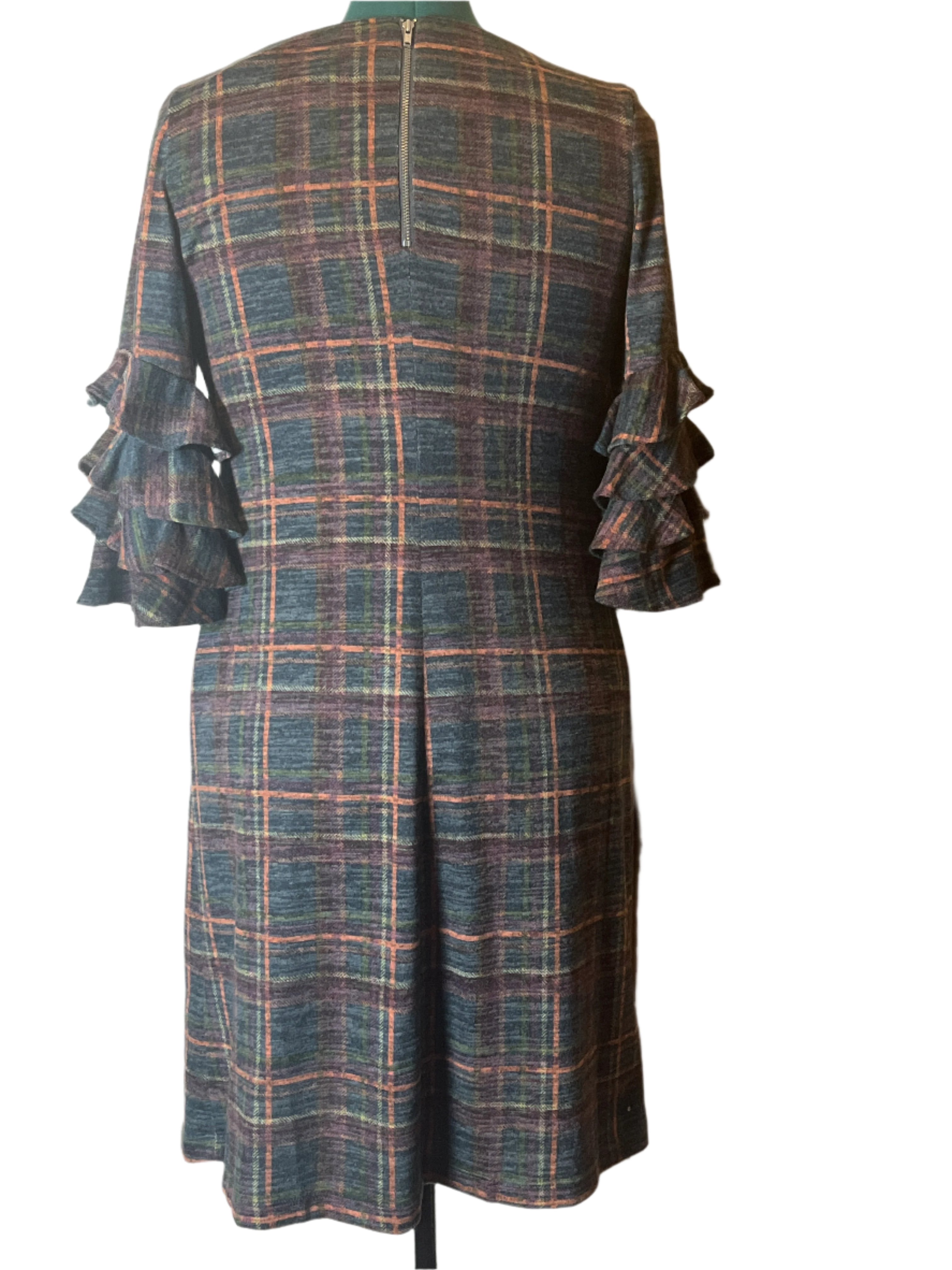 Roz & Ali-Plaid Ruffle Sleeve Dress