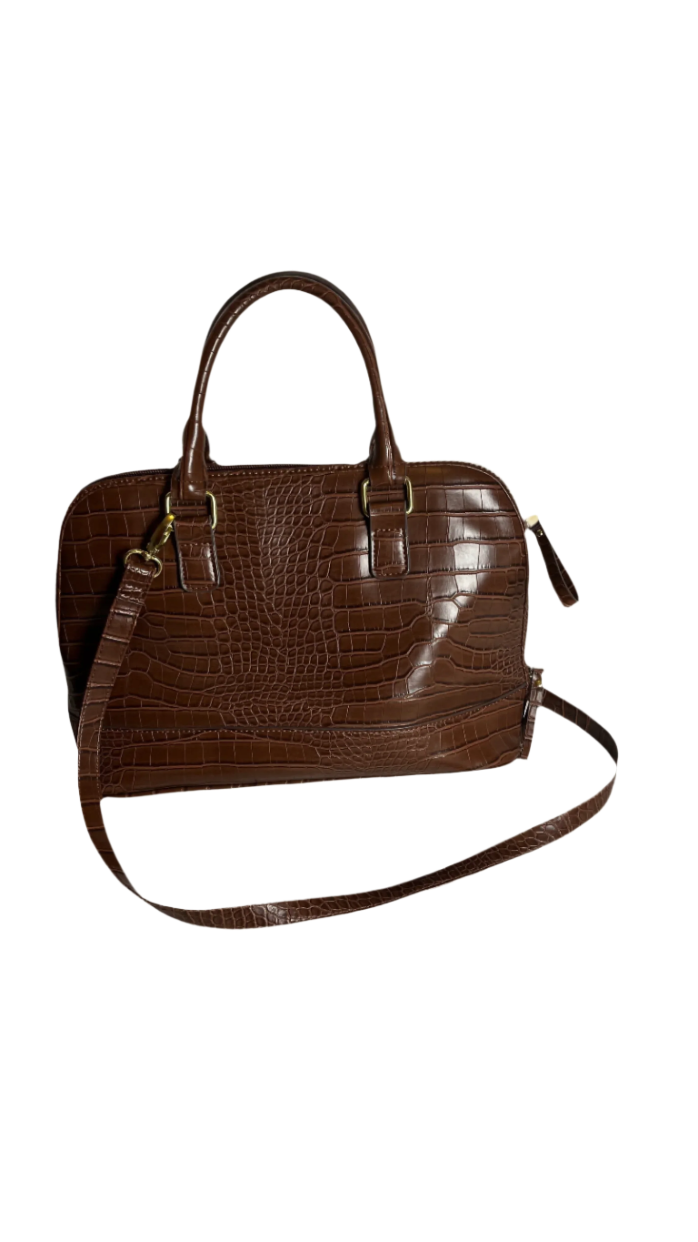 Bueno-Brown Crocodile Style Handbag
