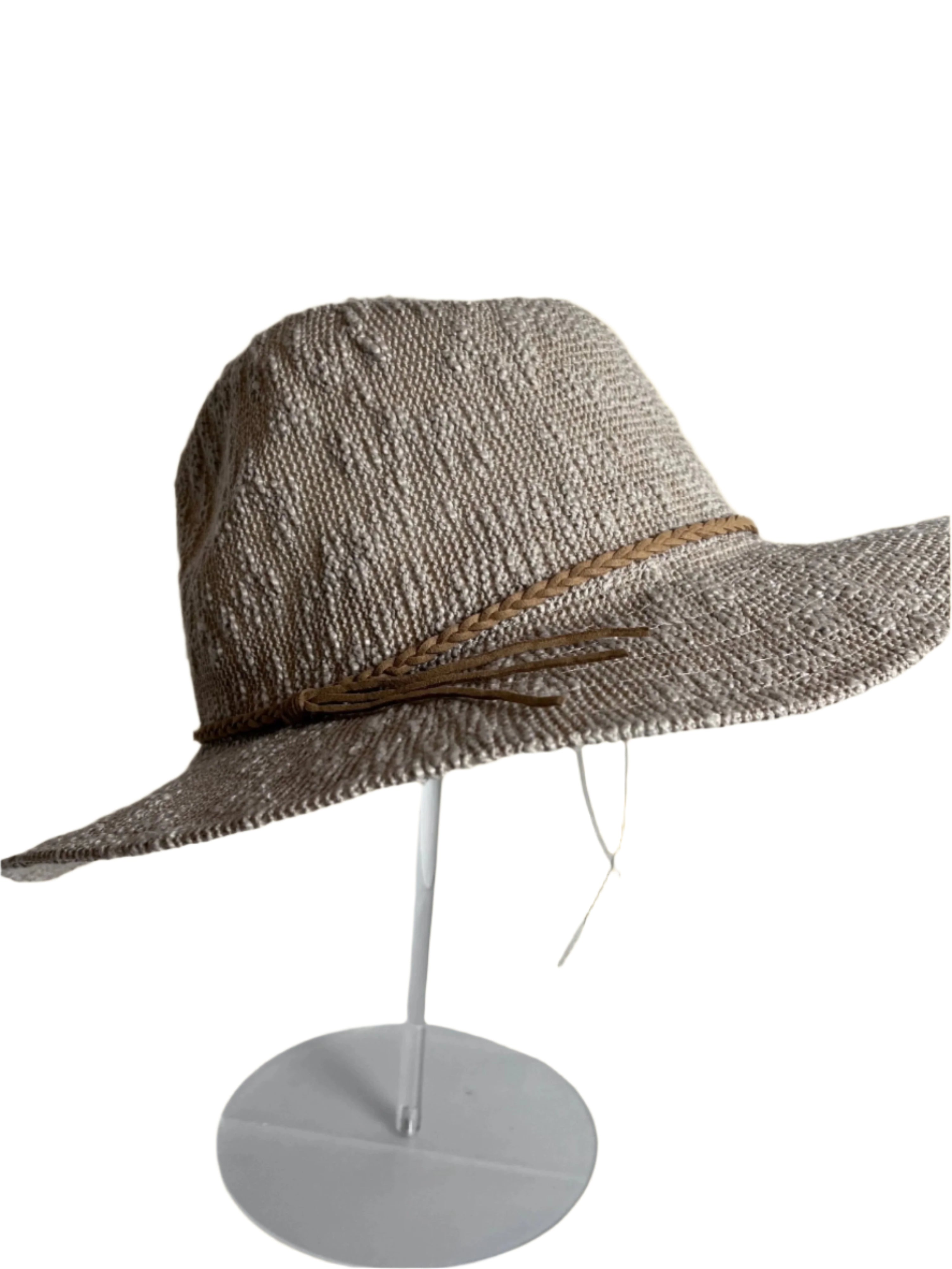 Beige Woven Straw Hat