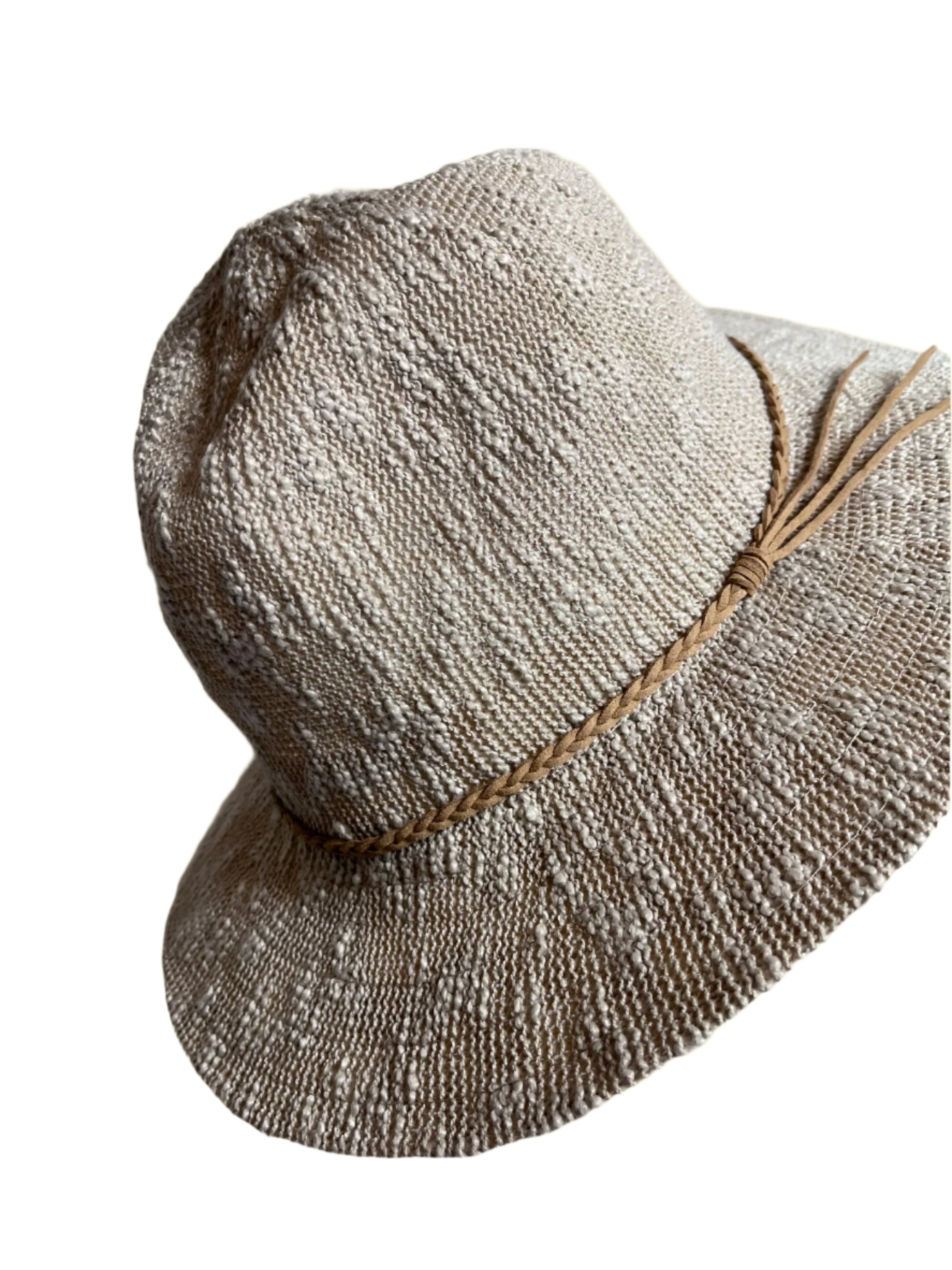 Beige Woven Straw Hat